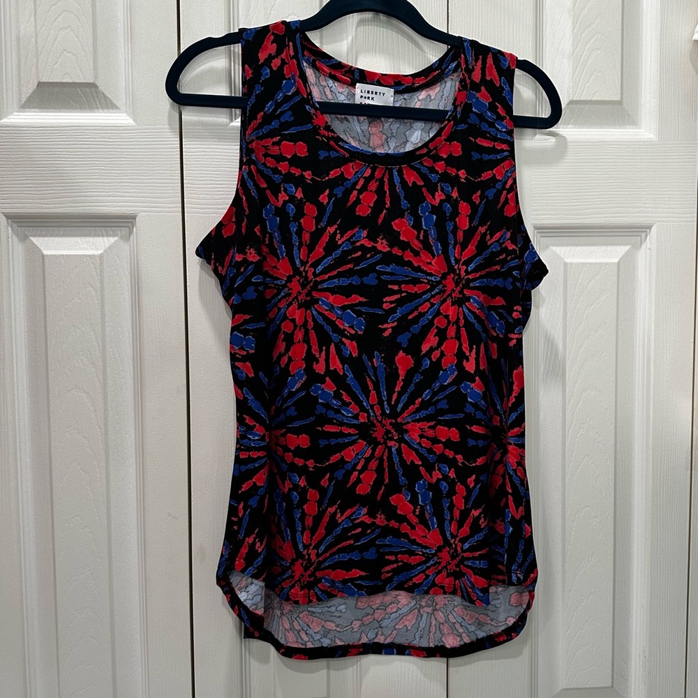 Vibrant Blue and Red Sleeveless Tank Top